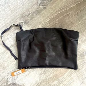 SKIMS Faux Leather Strapless Top in Soot (Black)!
